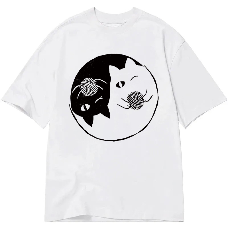 Modecanvas Yin Yarn Cat DTG Printing Classic T-Shirt-modecanvas