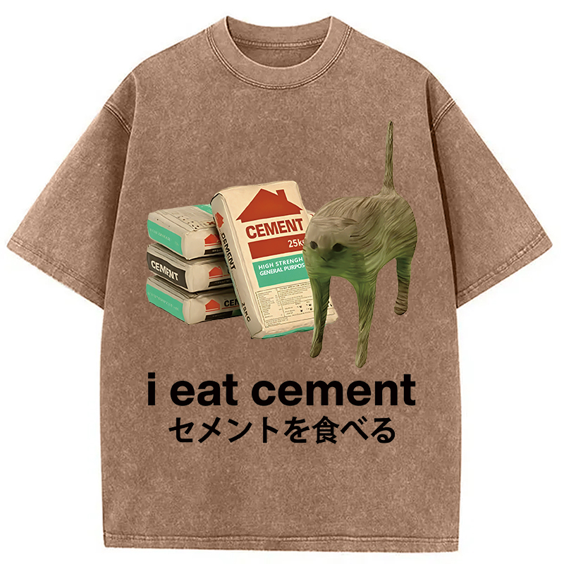 Modecanvas I Eat Cement Washed T-Shirt-modecanvas