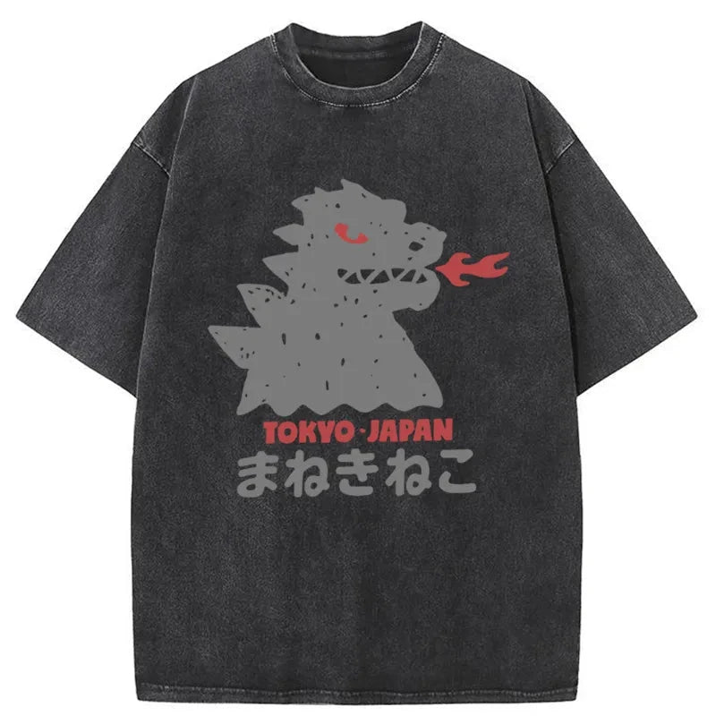 Modecanvas Japanese Fortune Cat Washed T-Shirt