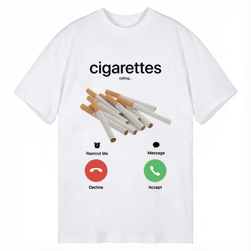 Modecanvas Cigarettes Phone Call DTG Printing Classic T-Shirt-modecanvas