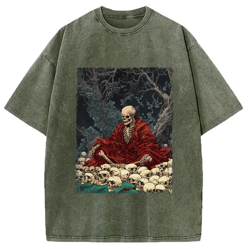Modecanvas Guardian Of The Skulls DTG Printing Washed T-Shirt-modecanvas