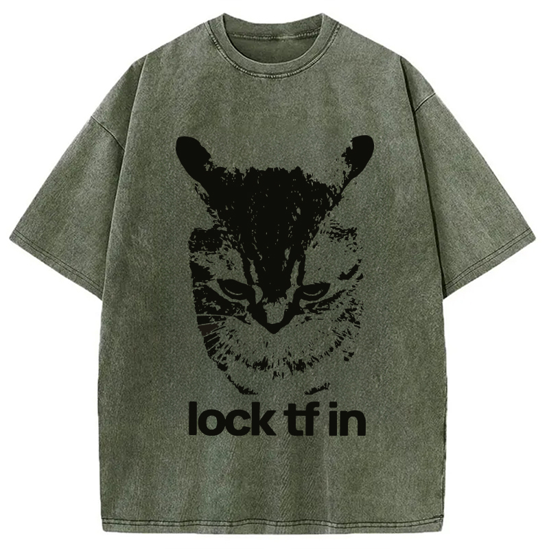 Modecanvas Lock TF In Cat Washed T-Shirt