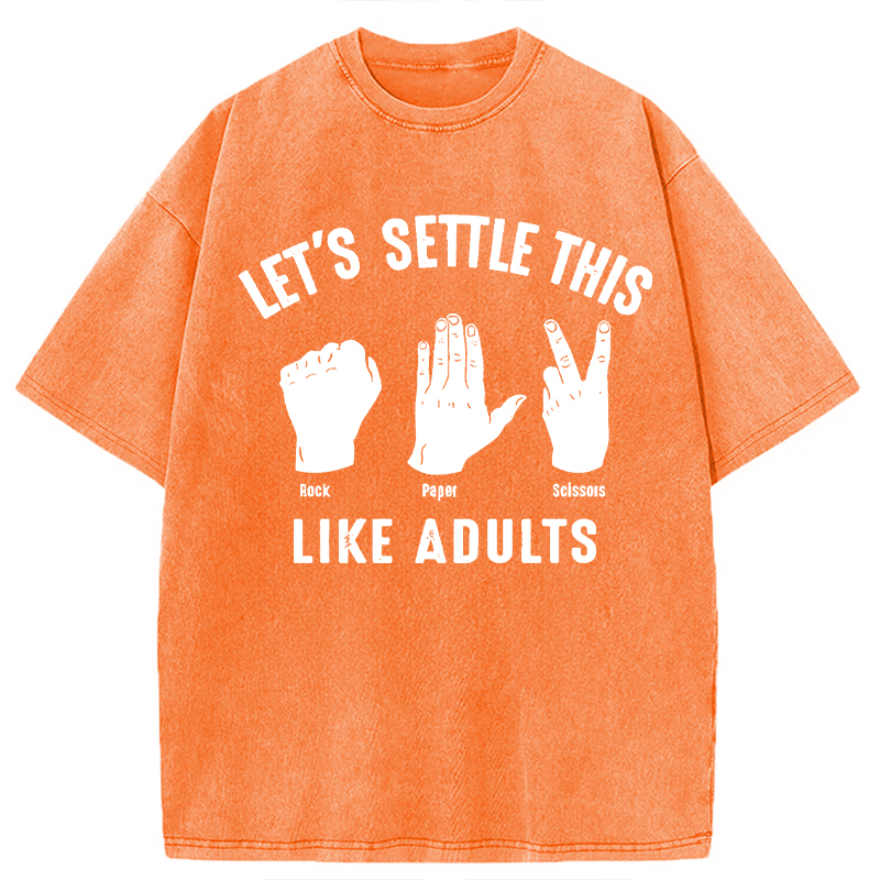 Modecanvas Solve The Problem With Rock-Paper-Scissors DTG Printing Washed T-Shirt