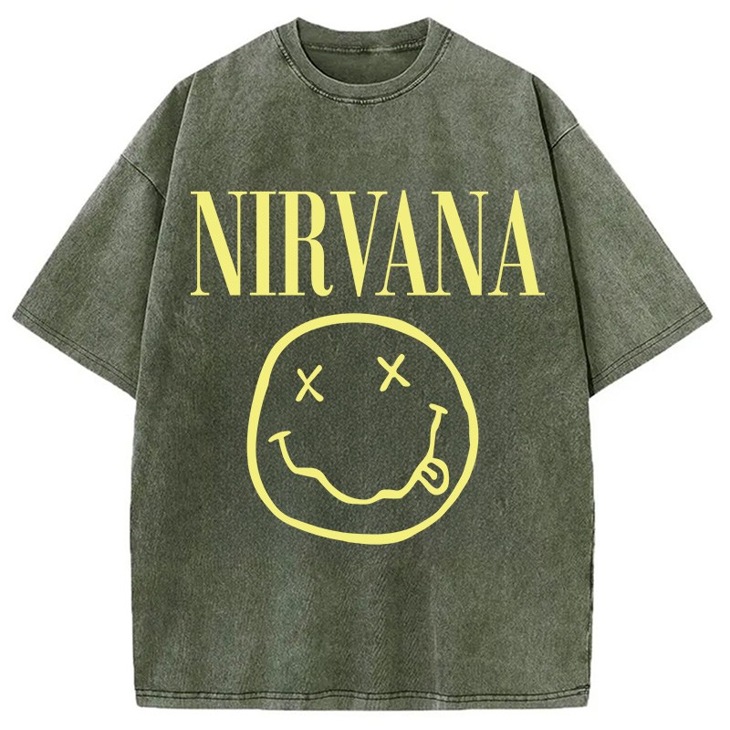 Modecanvas Yellow Smile Washed T-Shirt