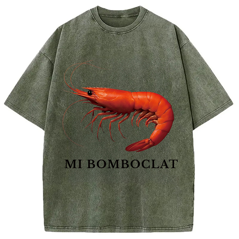 Modecanvas Mi Bomboclat Shrimp Meme Washed T-Shirt