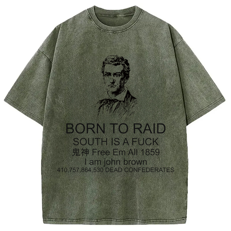 Modecanvas Born To Raid DTG Printing Washed T-Shirt