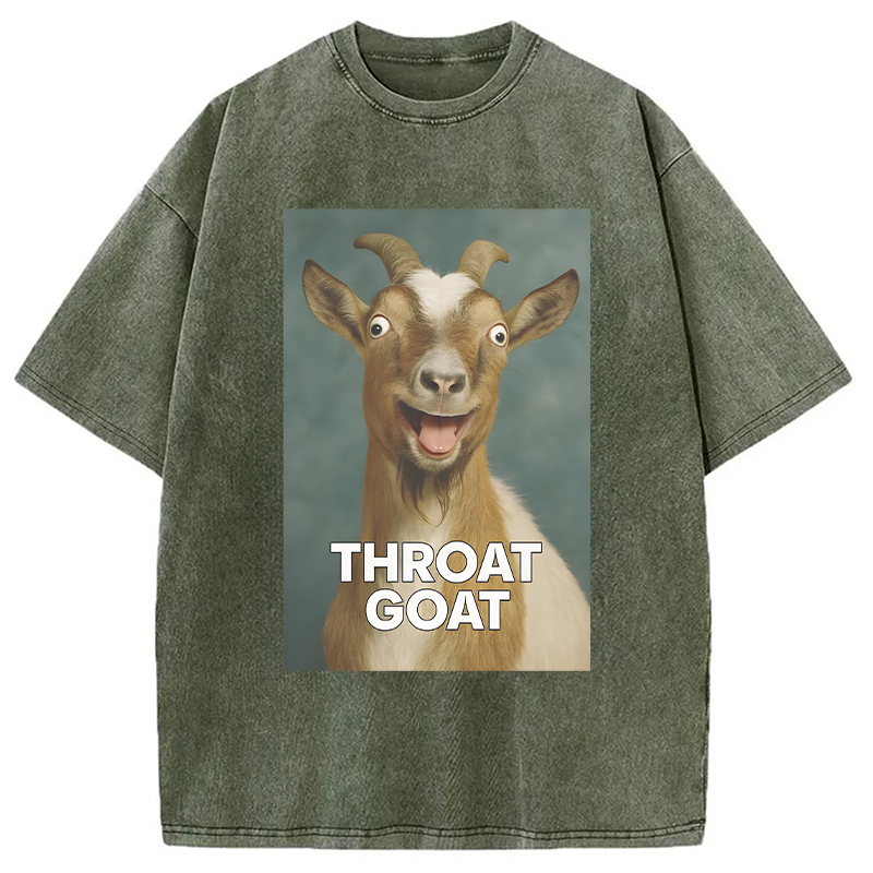 Modecanvas Throat Goat Funny DTG Printing Washed T-Shirt