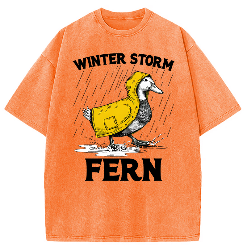 Modecanvas Winter Storm Fern 2026 DTG Printing Washed T-Shirt
