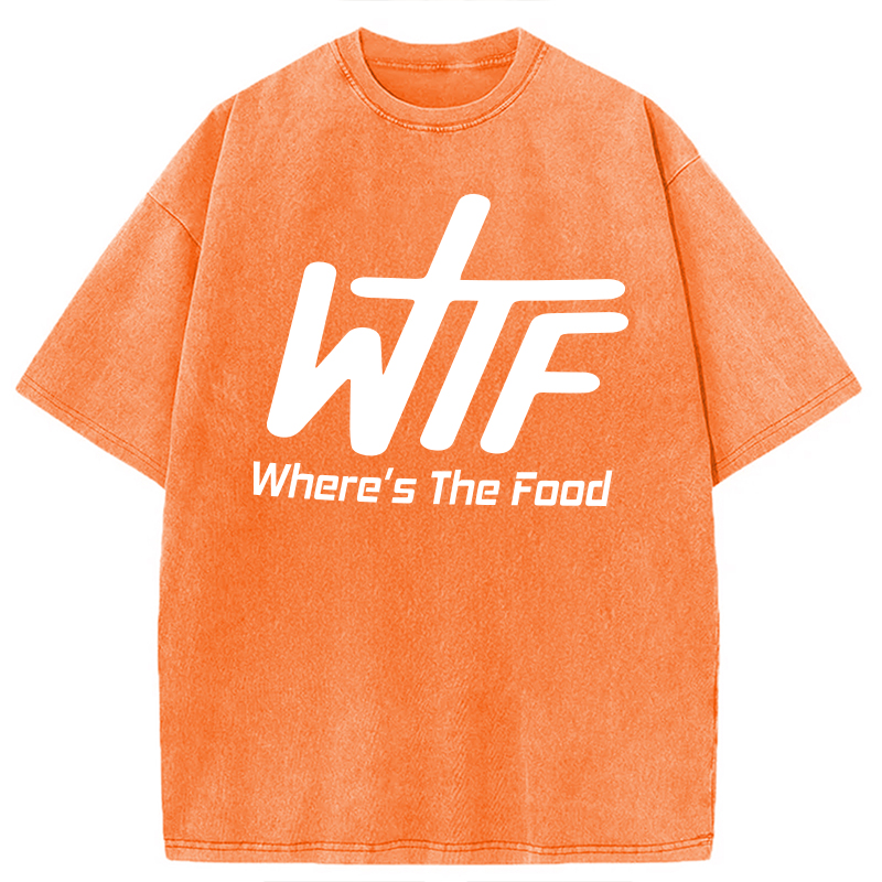 Modecanvas WTF Where Is The Food DTG Printing Washed T-Shirt