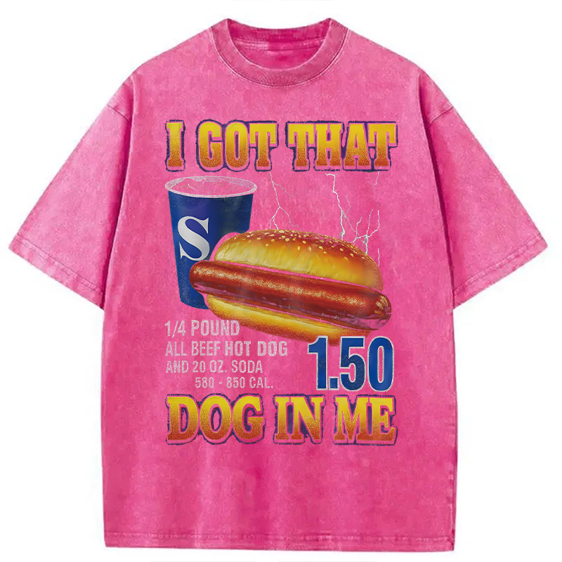 Modecanvas Funny Hot Dog DTG Printing Washed T-Shirt