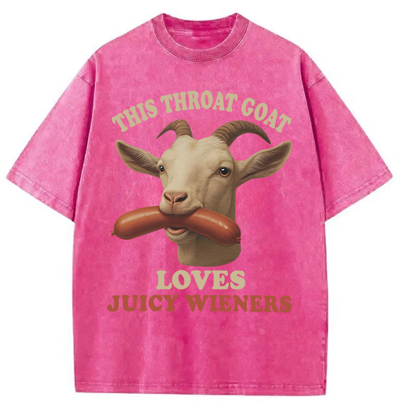 Modecanvas Throat Goat Loves Juicy Wieners DTG Printing Washed T-Shirt