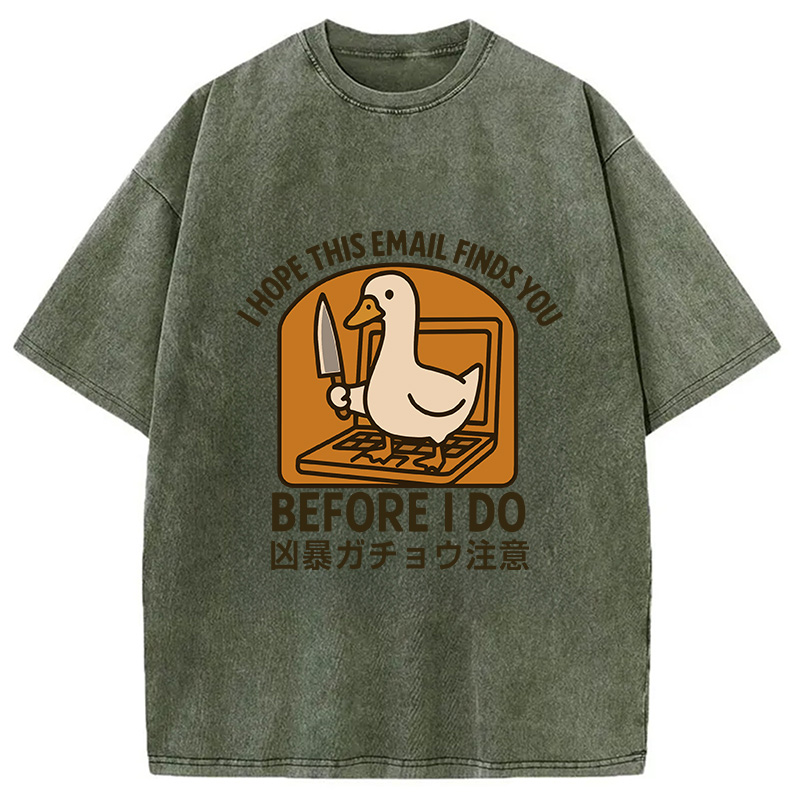 Modecanvas Goose With A Knife Washed T-Shirt-modecanvas