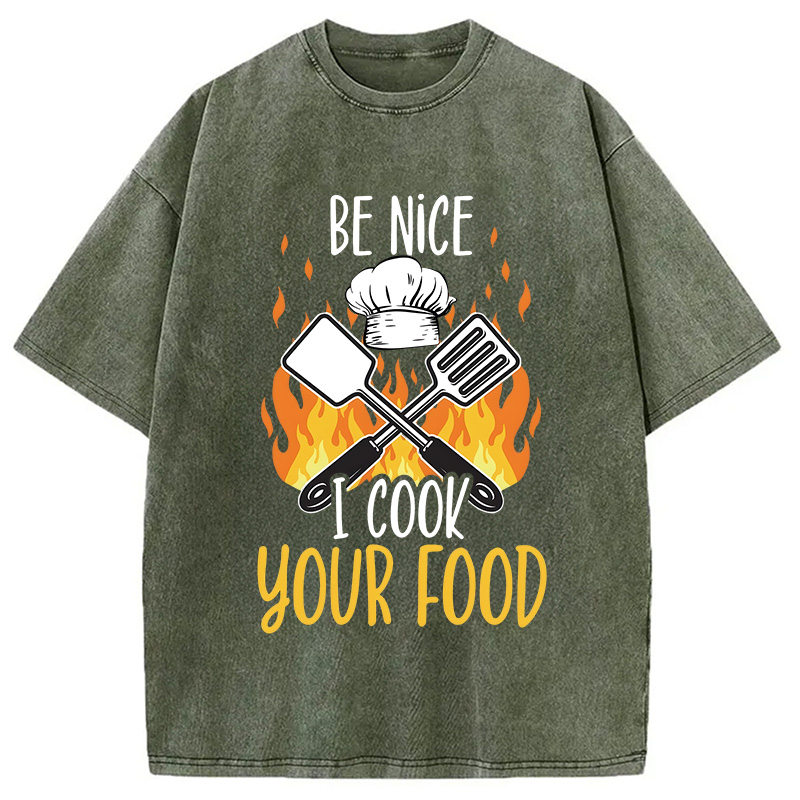Modecanvas I Cook Your Food DTG Printing Washed T-Shirt