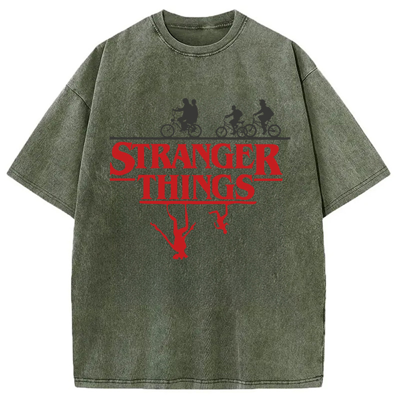 Modecanvas Stranger Things DTG Printing Washed T-Shirt