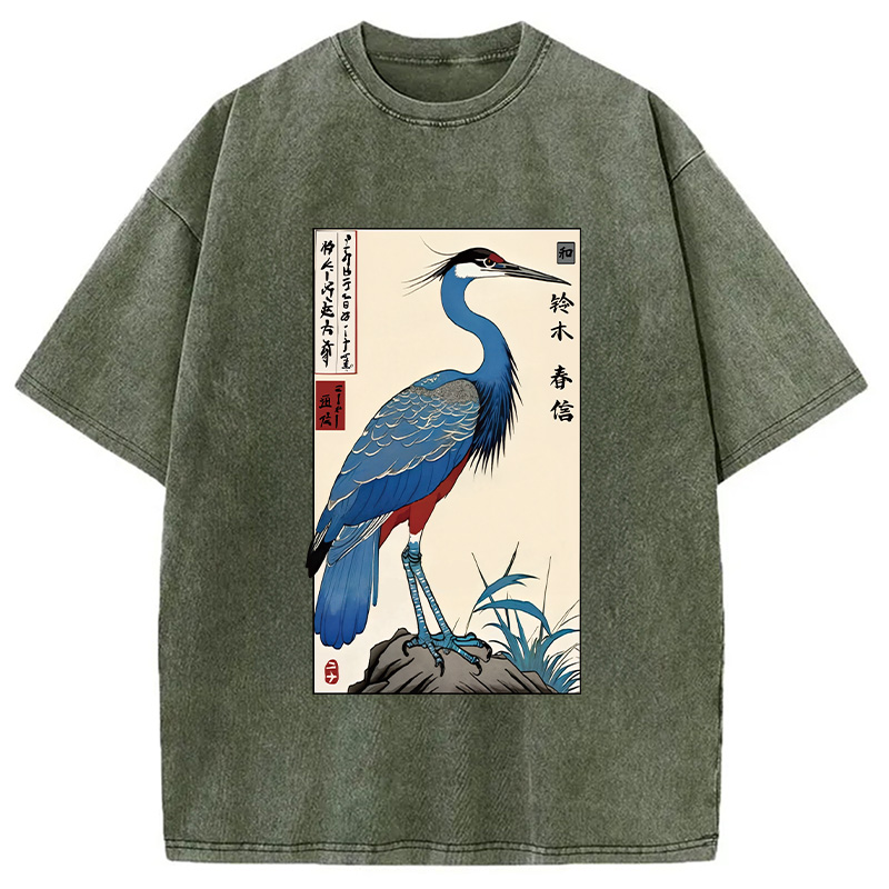 Modecanvas Colorful Crane Washed T-Shirt