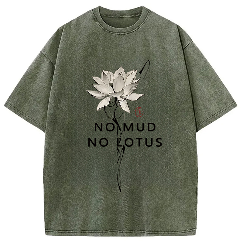 Modecanvas Japanese Zen Lotus Washed T-Shirt-modecanvas
