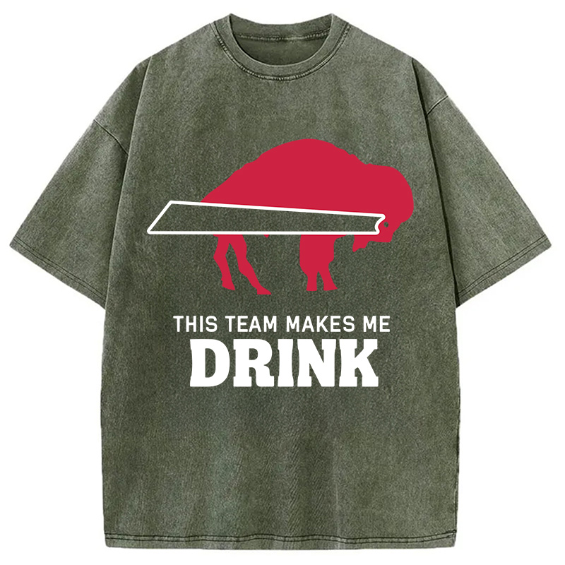 Modecanvas BILLS MAKES ME DRINK DTG Printing Washed T-Shirt