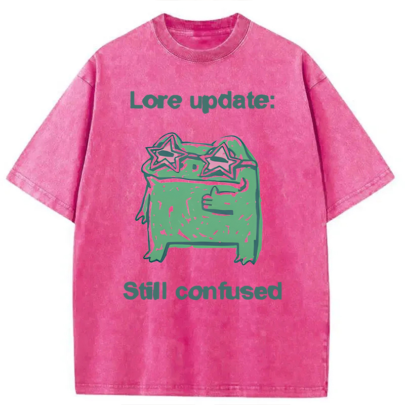 Modecanvas Lore Update Still Confused Frog DTG Printing Washed T-Shirt