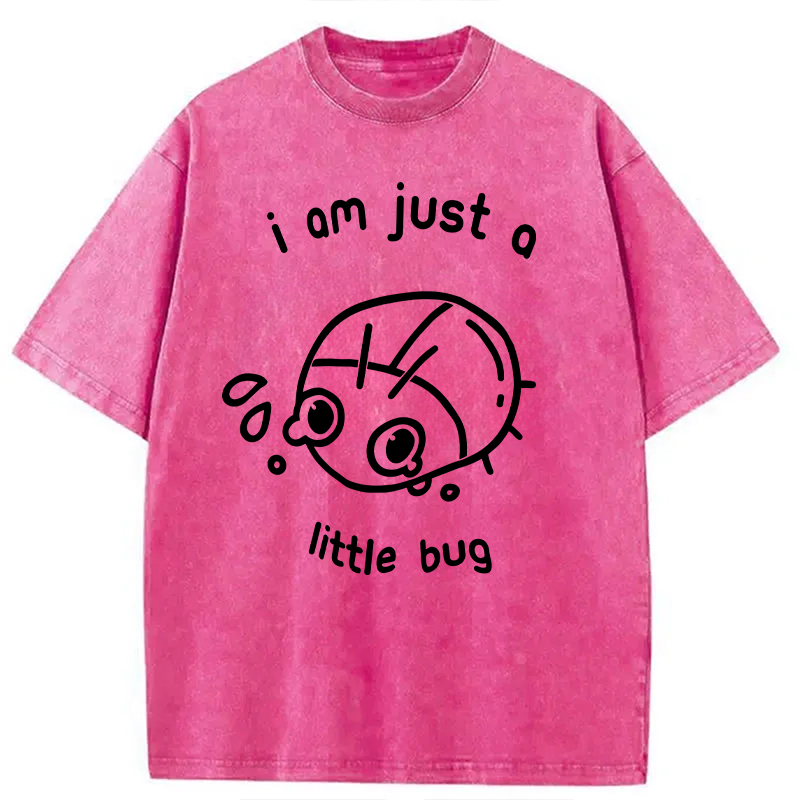 Modecanvas I Am Just A Little Bug DTG Printing Washed T-Shirt