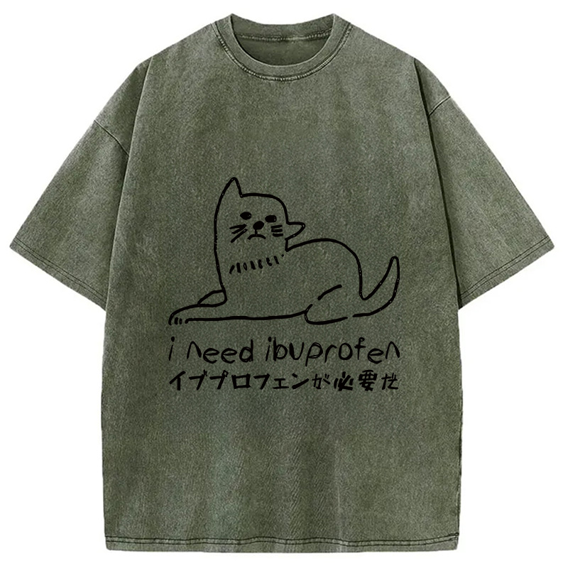 Modecanvas Cats Who Need Ibuprofen Washed T-Shirt