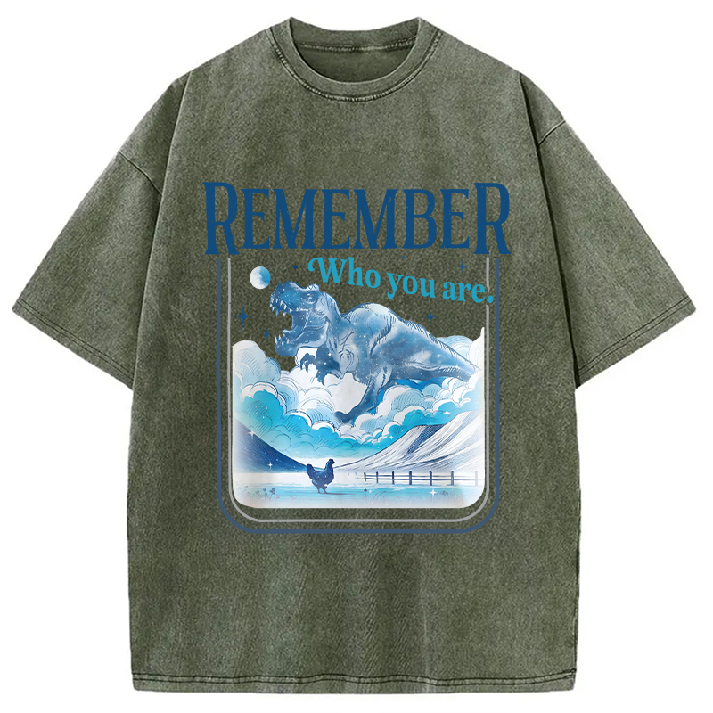 Modecanvas Remember Who You Are DTG Printing Washed T-Shirt-modecanvas