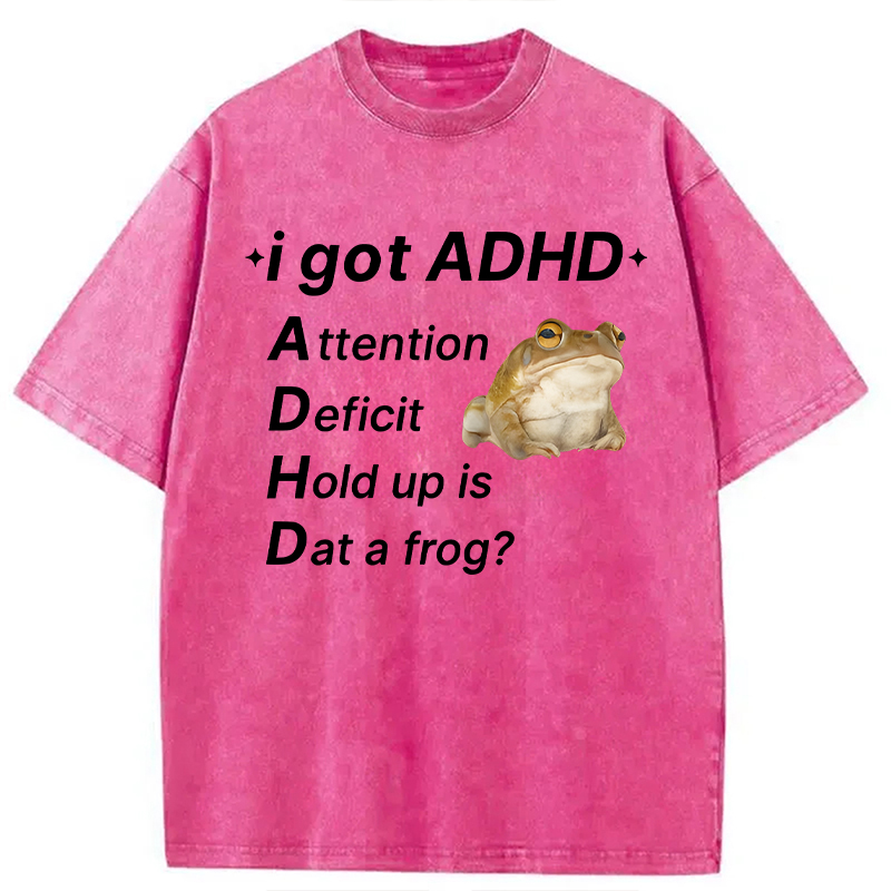 Modecanvas ADHD Frog DTG Printing Washed T-Shirt-modecanvas