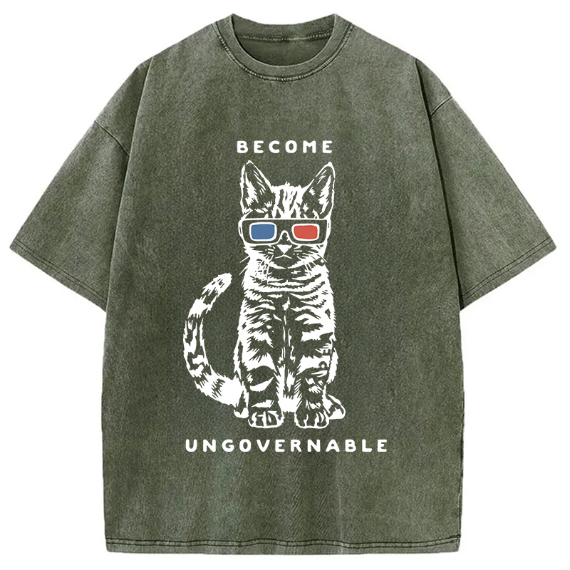 Modecanvas Become Ungovernable DTG Printing Washed T-Shirt-modecanvas