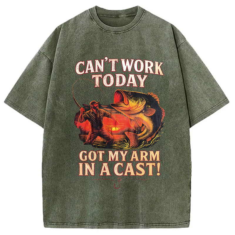 Modecanvas Bass Fishing Funny Fisher DTG Printing Washed T-Shirt-modecanvas