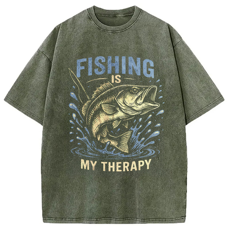 Modecanvas Funny Fisherman DTG Printing Washed T-Shirt-modecanvas