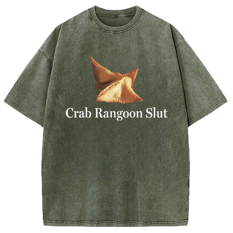 Modecanvas Crab Rangoon Slut DTG Printing Washed T-Shirt-modecanvas