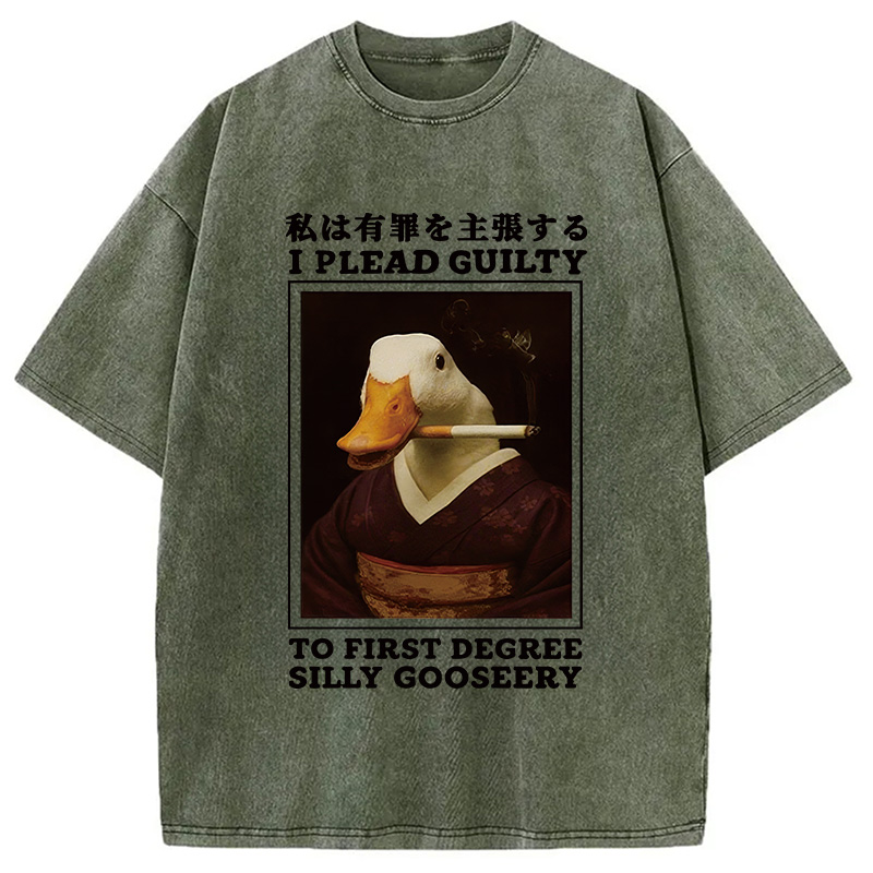 Modecanvas Silly Goose Smoking Funny Washed T-Shirt