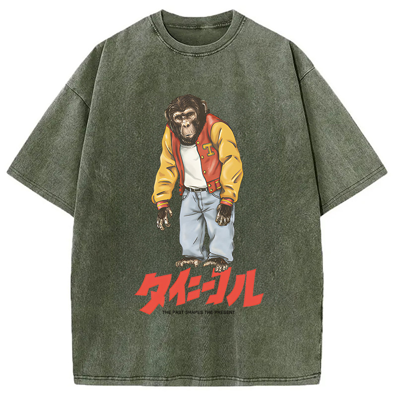 Modecanvas The Past Shapes DTG Printing Washed T-Shirt-modecanvas