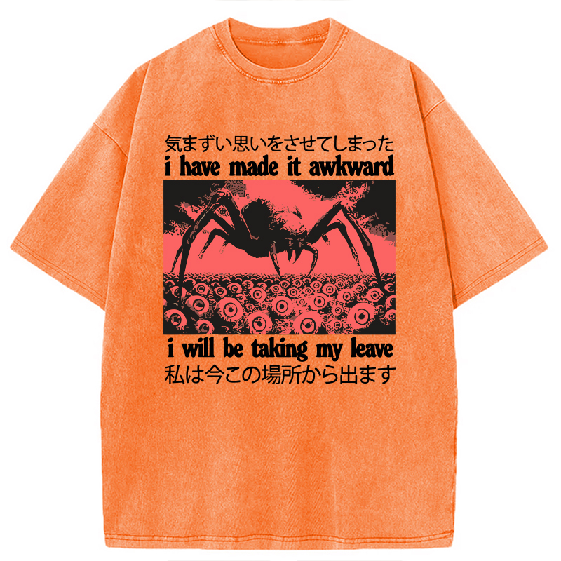 Modecanvas I Have Made It Awkward Spider Crab DTG Printing Washed T-Shirt-modecanvas