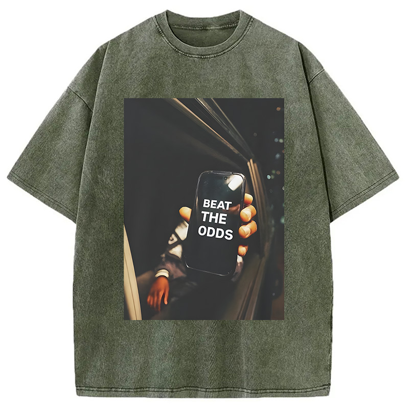 Modecanvas Beat The Odds Funny Meme DTG Printing Washed T-Shirt-modecanvas