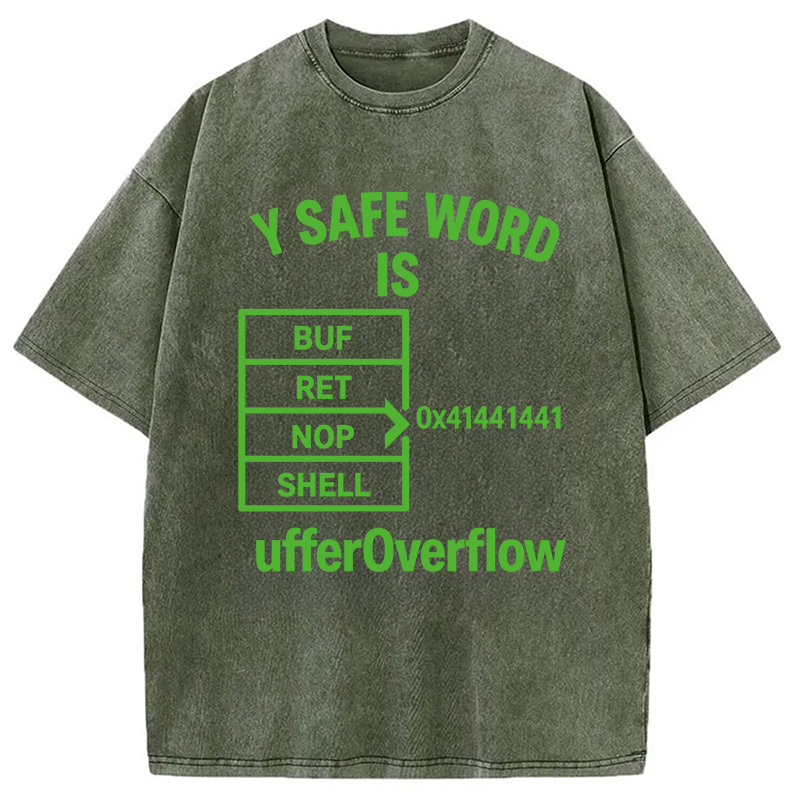 Modecanvas Buffer Overflow Funny Hacker Meme DTG Printing Washed T-Shirt-modecanvas