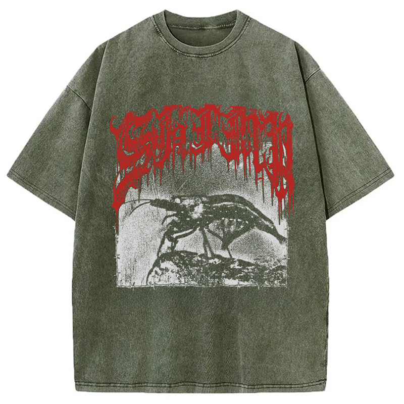Modecanvas Shimp Metal DTG Printing Washed T-Shirt-modecanvas