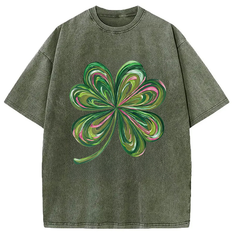 Modecanvas Lucky Shamrock DTG Printing Washed T-Shirt-modecanvas
