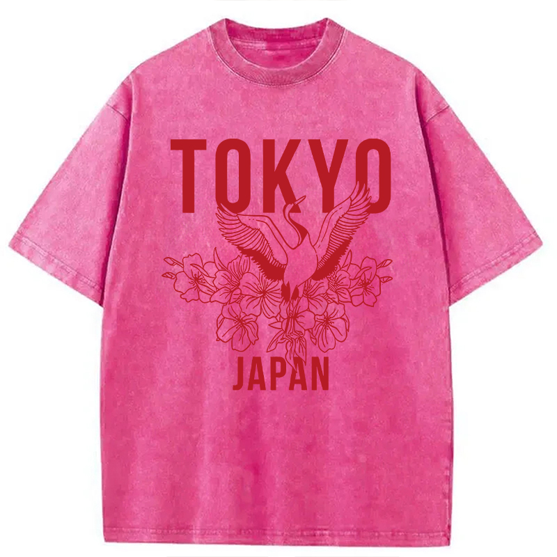 Modecanvas Japanese Bird Tokyo DTG Printing Washed T-Shirt
