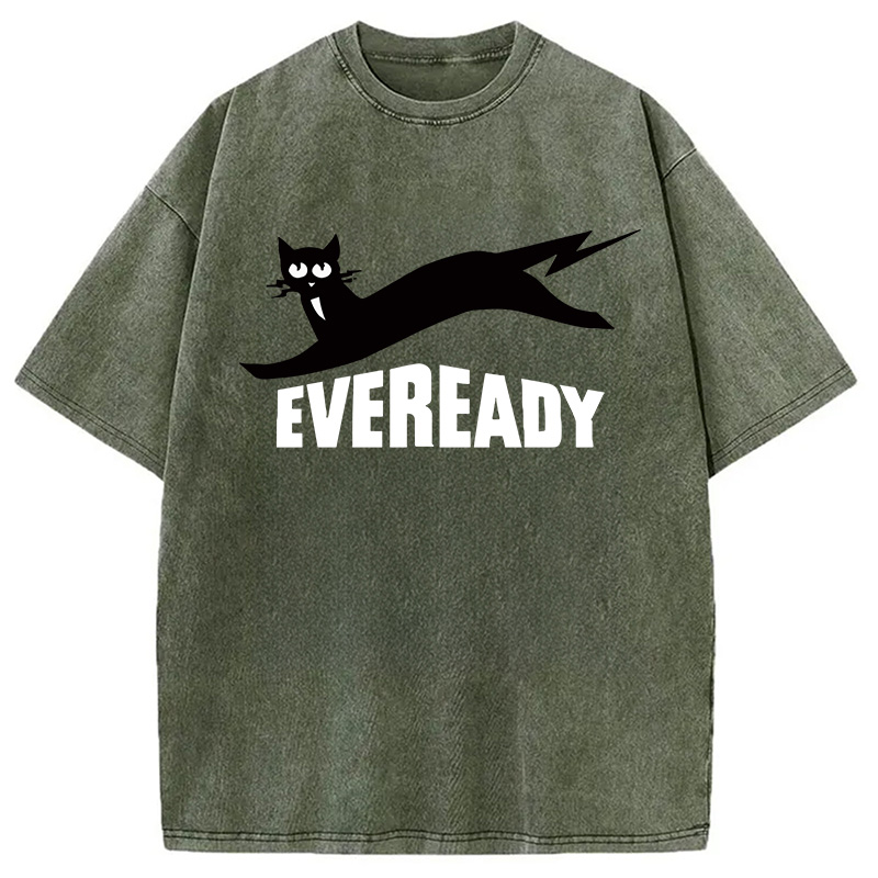 Modecanvas Eveready Cat DTG Printing Washed T-Shirt