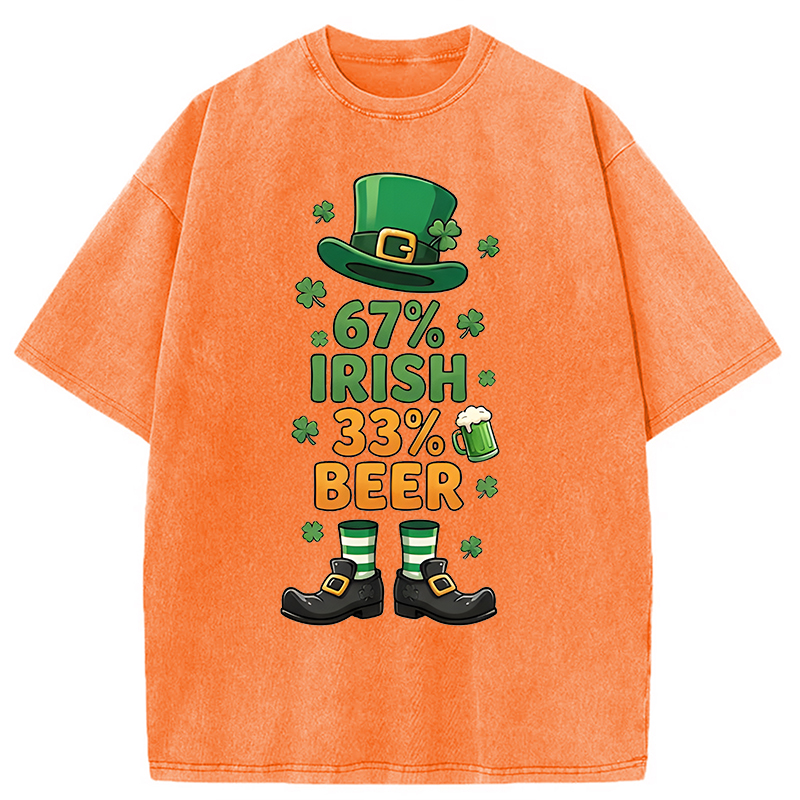 Modecanvas 67 Irish 33 Beer DTG Printing Washed T-Shirt
