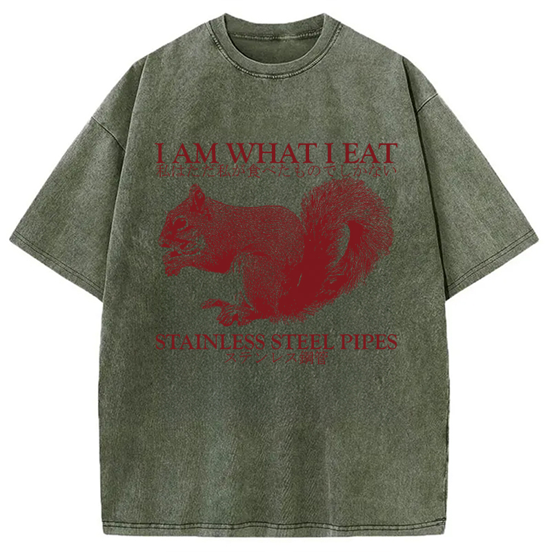 Modecanvas I Am What I Eat DTG Printing Washed T-Shirt
