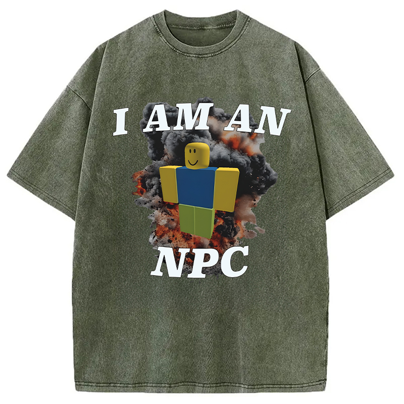 Modecanvas Roblox NPC Meme DTG Printing Washed T-Shirt