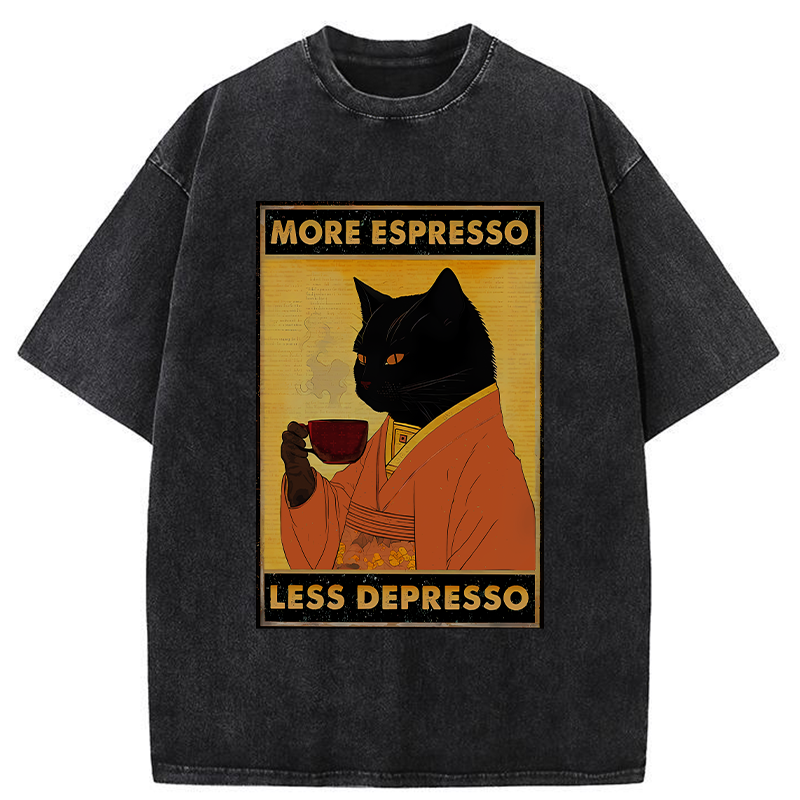 Modecanvas Increase Espresso Decrease Distress Washed T-Shirt-modecanvas