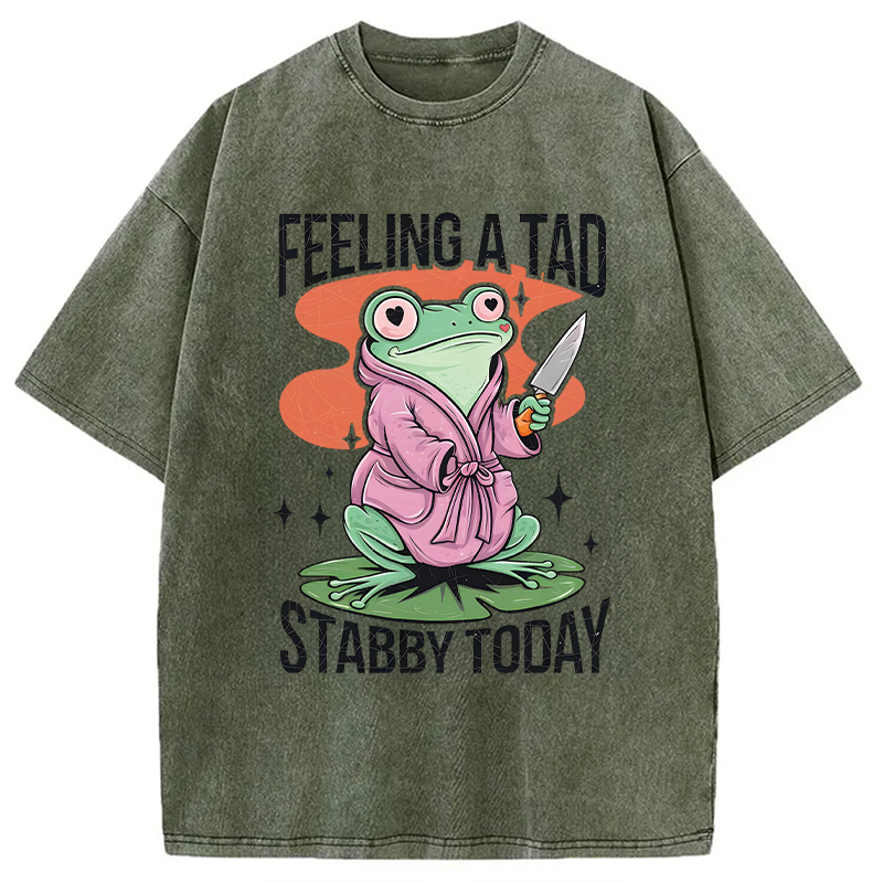 Modecanvas Stabby Frog Funny Meme DTG Printing Washed T-Shirt
