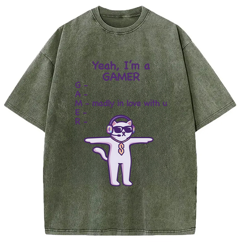 Modecanvas Madly In Love With You DTG Printing Washed T-Shirt
