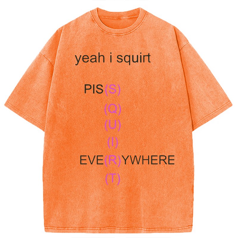 Modecanvas Yeah I Squirt PISS EVERYWHERE Meme DTG Printing Washed T-Shirt