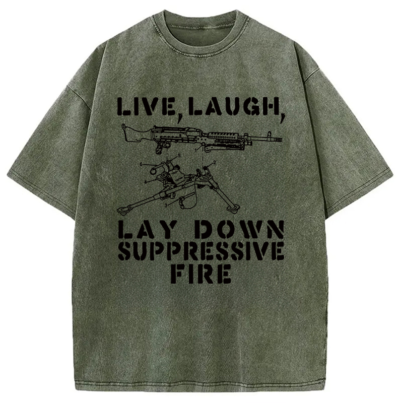 Modecanvas Suppression By Force Funny DTG Printing Washed T-Shirt