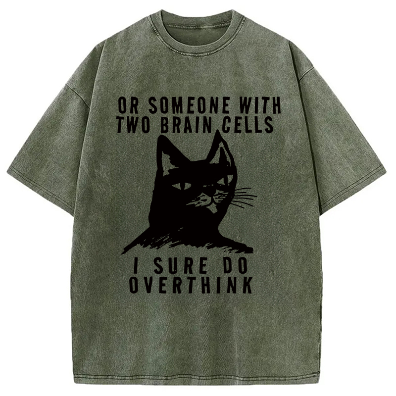 Modecanvas Overthinking Cat Funny DTG Printing Washed T-Shirt