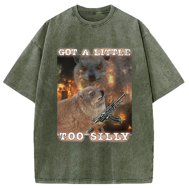 Modecanvas Got A Little Too Silly Rock Hyrax Washed T-Shirt