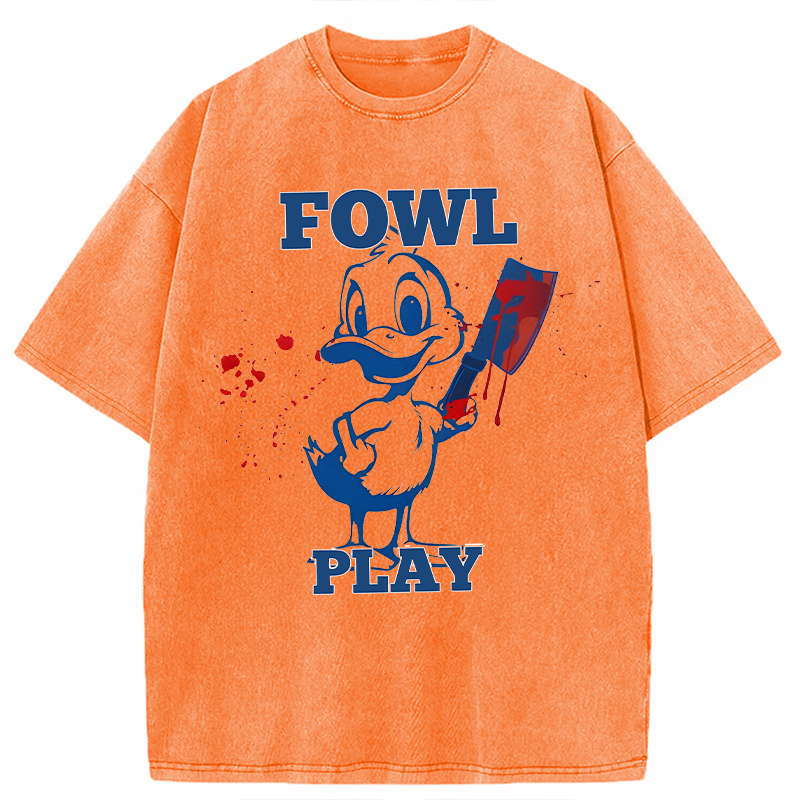 Modecanvas Fowl Play Duck DTG Printing Washed T-Shirt